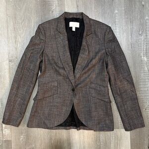 Boss-Hugo Boss Gray Plaid Women’s One-Button Tailored Blazer